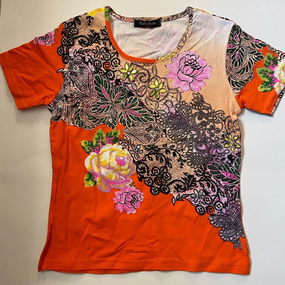 Orange Floral Women's Top
